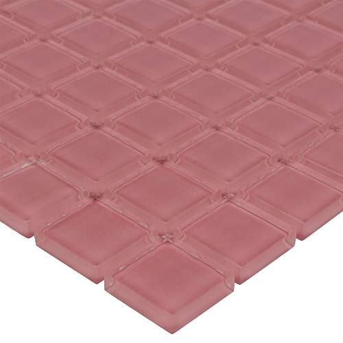 Modern 1X1 Stacked Squares Faded Red Blend Glossy Glass Mosaic Tile Kitchen Backsplash Bathroom Mto0370 #TOP1