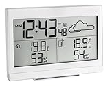 Funkuhr: Digitale Funk-Wetterstation inkl Uhr mit Weckalarm und Snooze-Funktion, zum Stellen