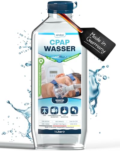 Qindoo 1L CPAP Wasser für Sauerstoffgerät Inhalator Luftbefeuchter Verdampfer Bedampfer Atemgas-Befeuchtung reines Wasser 2-fach gefiltert (1 Liter)