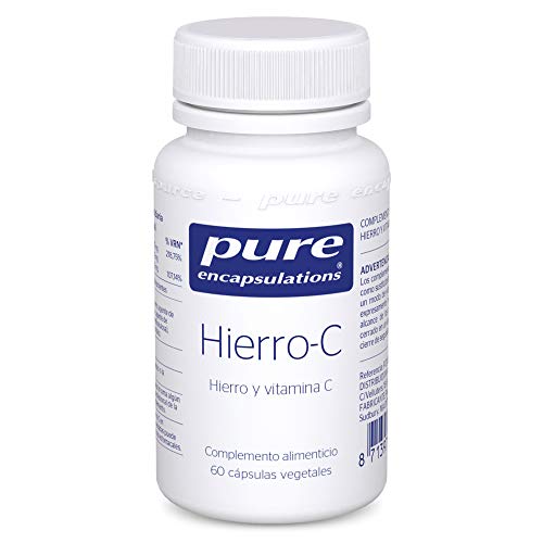 PURE ENCAPSULATIONS Hierro-C | Hierro y Vitamina C | Contribuye a la Formación de Células Sanguineas | Ayuda a Reducir Cansancio y Fátiga | 60 Cápsulas Vegetales