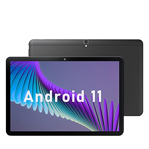 10 inch Tablets, Android 11, 1.8GHz Processor, 3GB RAM, 32GB Storage, 1280x800 HD IPS Display, 5000 mAh Battery, Dual Camera, YUMKEM 10.1 inch Wi-Fi Tablet, OTG USB Tpye-C, Black