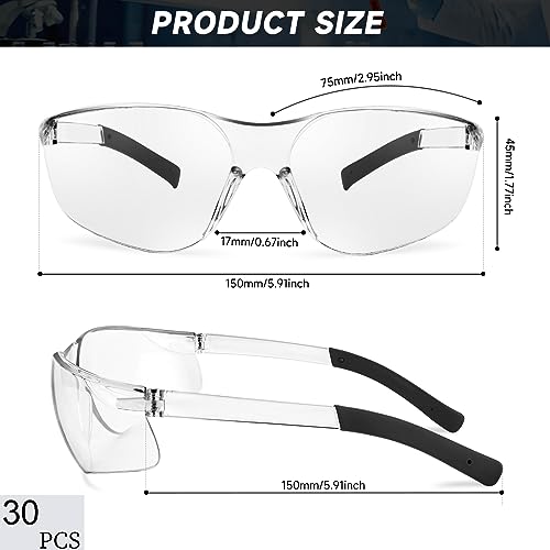 Salfboy 30 Pack Safety Glasses ANSI Z87.1 Scratch Resistant Eyewear for Women Man Lab Goggles Eye Protection