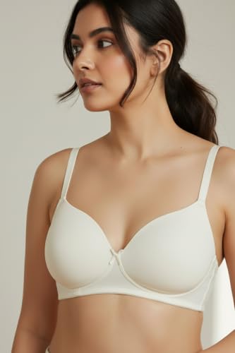 Image of Zivame Padded Non Wired 3 /4th Coverage T-Shirt Bra-Whisper White