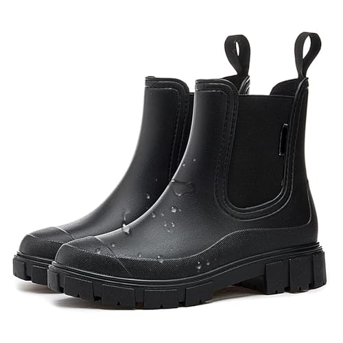 Botas de lluvia de goma para mujer, Botas de lluvia para mujer, Botas de lluvia impermeables Botas de barro de goma antideslizantes, Zapatos de jardín de moda Calzado ligero para mujer a la c,