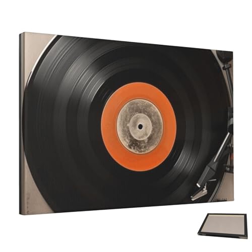 Peinture esthétique sur toile de disques vinyles avec finitions rétro