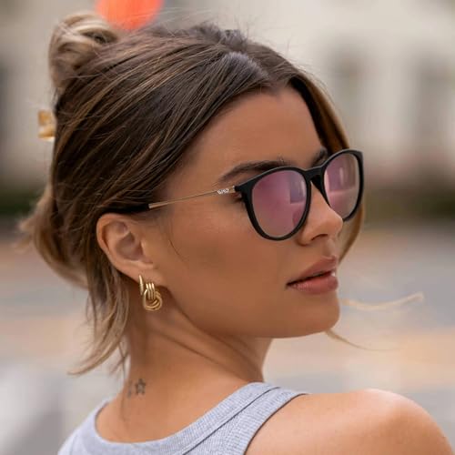 Image of WearMe Pro Round Polarized Sunglasses for Women - UV400 Protection, Lightweight Frame, Vintage Retro Style