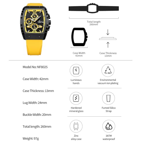 NAVIFORCE Men's Quartz Watch with Automatic Date and Week Display, Analogue Wristwatch