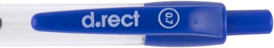 D.RECT 294 ballpoint pen with ergonomically and a rubberised grip for office and home use, 0.7 mm line thickness, 12 pieces in blue