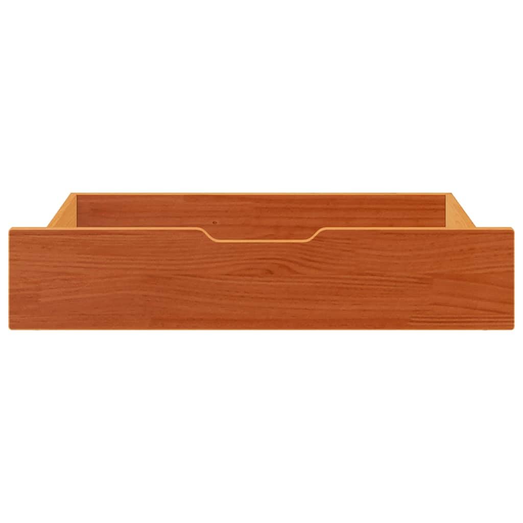 vidaXL Cassettoni per Letto 2pz Marrone Cera 80x55x17 cm Legno di Pino, cassetto sotto Il Letto, Contenitore sotto Il Letto, Contenitore sotto Il Letto con Ruote