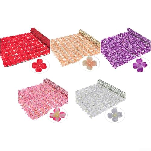 Décoration de clôture d'hortensia artificielle réaliste, fleurs en plastique et en soie, pour décoration de jardin, zone de rassemblement ou clôture de cour, cour et mariages (50 x 100 cm, blanc)