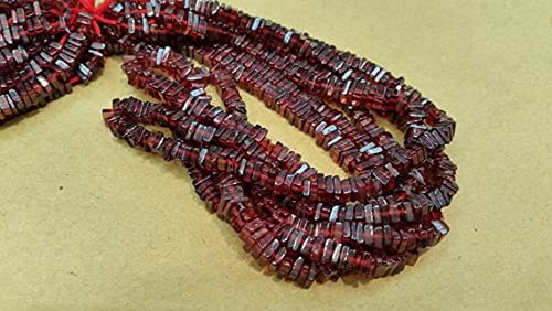 LKBEADS Garnet Heishi Cube, Garnet Flat Square, 4.5-5mm AAA Qualtity Good Color 15 Inch