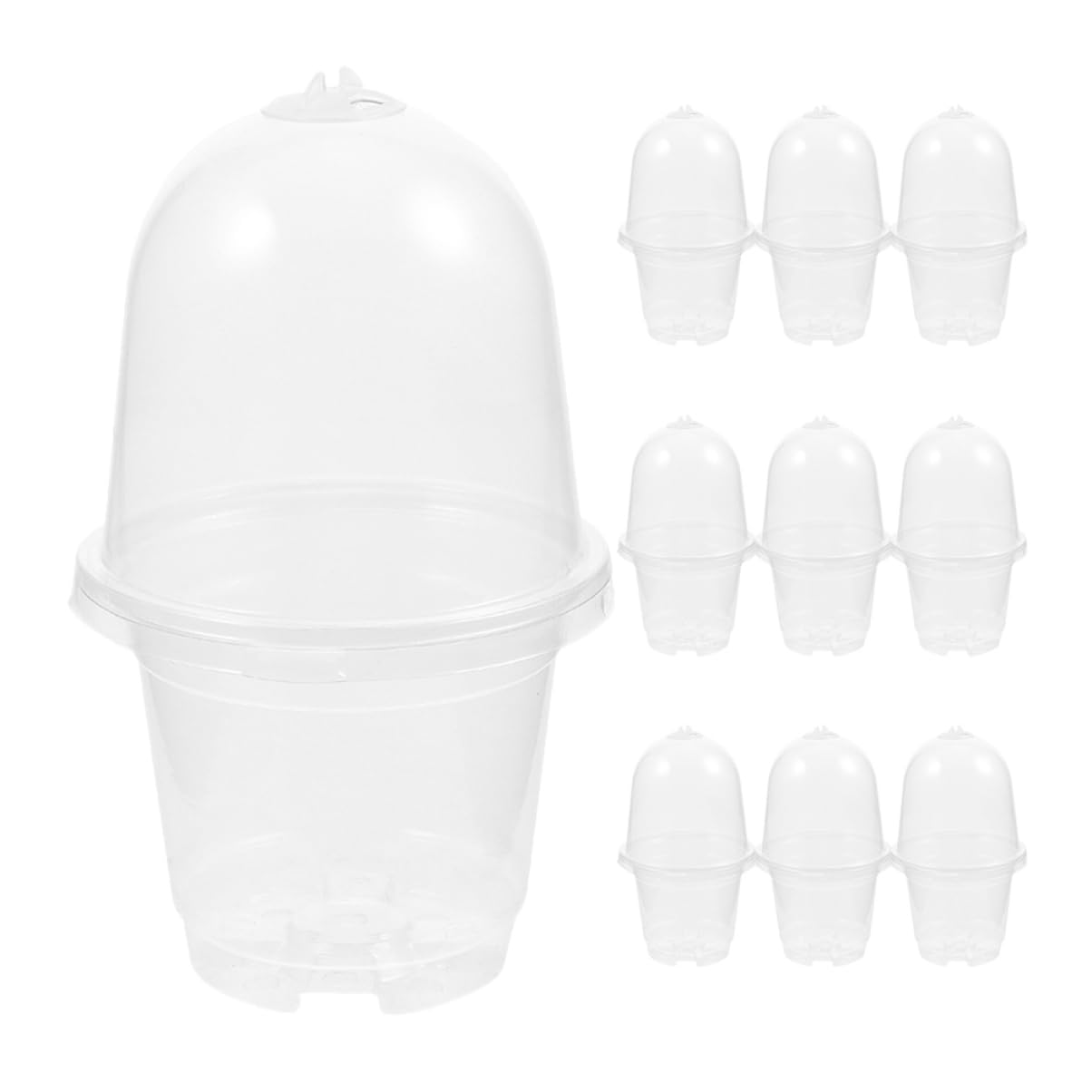 Toyvian 10Sets Clear Nursery Pots with Covers Planting Containers for Indoor and Outdoor Gardening for and Home