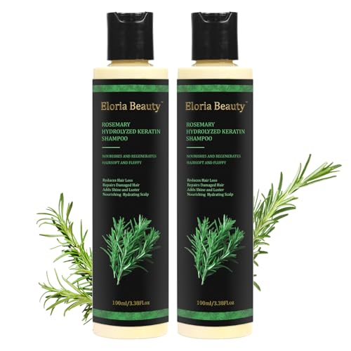 2PCS Eloria Beauty Shampoo Rosemary Hair Growth Shampoo Natural Thickening & Strengthening shampoos with Hydrolyzed Keratin for Thinning Hair & Hair Loss