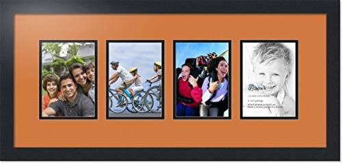 ArtToFrames Collage Photo Frame Double Mat with 4-5x7 Openings with Satin Black Frame and Octoberfest mat.