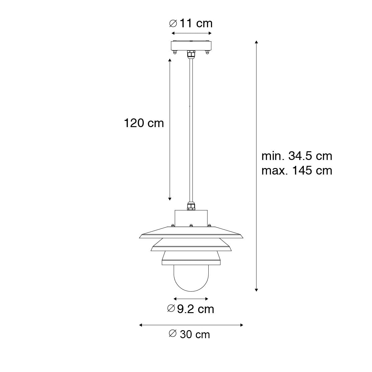 Qazqa morty - Suspension - 1 lumière - Ø 28.5 cm - Noir - Design - éclairage extérieur