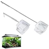 Set di 2 Retini Mini Acquario con Manico in Acciaio Inossidabile – Rete da Pesca a Maglia Fine con Manico Telescopico (13-40 cm) per Acquario, Stagno e Pulizia (8x6,5 cm)