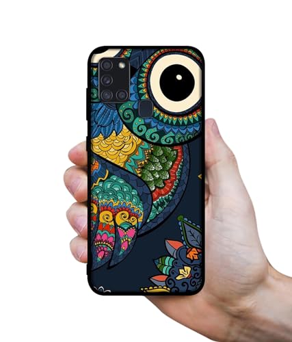 Image of Owl Illustration Design Premium 2D Printed Metal Back Case Cover for Samsung Galaxy A21S 4G
