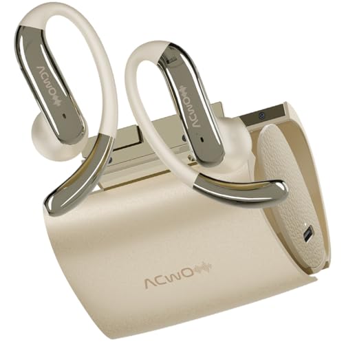 Image of ACwO DwOTS 575 Wireless Open-Ear Headphones, Fashion Purse-Inspired Case, 60H Playtime, IPX5 Water & Sweat Resistant, ENC Calling, Bluetooth Earbuds with 10mm Drivers (Pearl White)