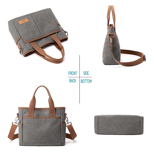 Image of Crossbody Bags for Women Trendy Small Canvas Hobo Tote Top-handle Handbag Multi-pocket Casual Going Out Purse Satchel