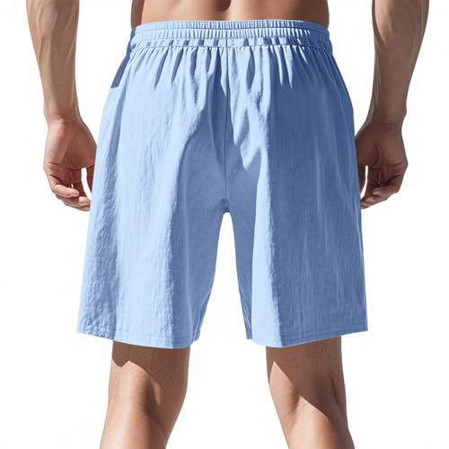Shorts de Lino para Hombre, Cintura Elástica y Bolsillos miniatura 3