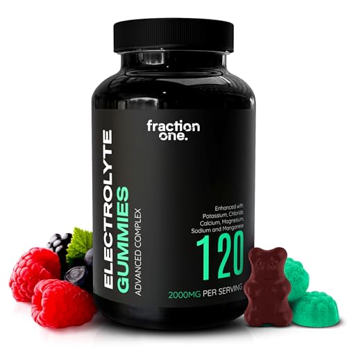 Fraction One Electrolyte Gummies – 120 Gummies – 2000 mg per Serving, Enhanced with Potassium, Chloride, Calcium, Magnesium, Sodium and Manganese – Supports Energy and Hydration – 60 Days Supply