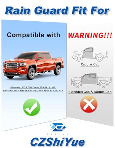 Image of Extra-Thick Rain Guards Fit for Chevy Silverado /GMC Sierra 2014-2019 Crew Cab Window Rain Guard Extra Durable Window Deflectors Window Vent Visors Vent Shades Exterior Car Accessories