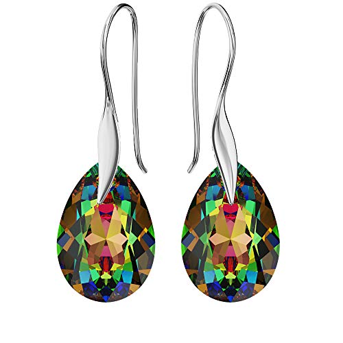 Boucles d'oreilles en argent sterling 925 avec cristaux Swarovski® - Poire - Plusieurs couleurs - Crochets pour femmes - Jolis bijoux pour femme - Avec boîte cadeau, Argent, Cristal Cover