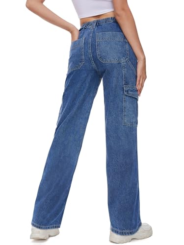 Image of Tapata Women's 26 inch /28 inch /30 inch /32 inch /34 inch Cargo Jeans Straight Leg Short Petite Regular Tall Denim Relaxed Y2K Pants