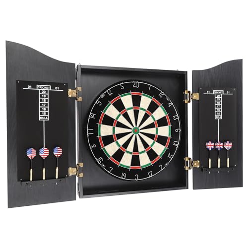 Dartboard Set, Classic Dartboard Cabinet with 6 Darts, Dart Boards Set for Adults