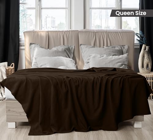 Image of Utopia Bedding 100% Cotton Thermal Blanket Brown Queen Size Soft, Lightweight, Breathable, Cozy Spring and Summer Blankets for Bed, Home Room Decor Gifts for Women and Men (90x90 Inches)