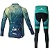 Uriah Men's Cycling Jersey and Pants Sets Long Sleeve Reflective Green Stars Size XL(CN)