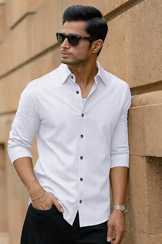 Image of Popcorn Textured Shirts for Men White L