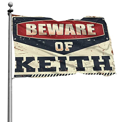 Drapeau Beware of Keith de 152 x 244 cm | Décoration de chambre ado et camping-car