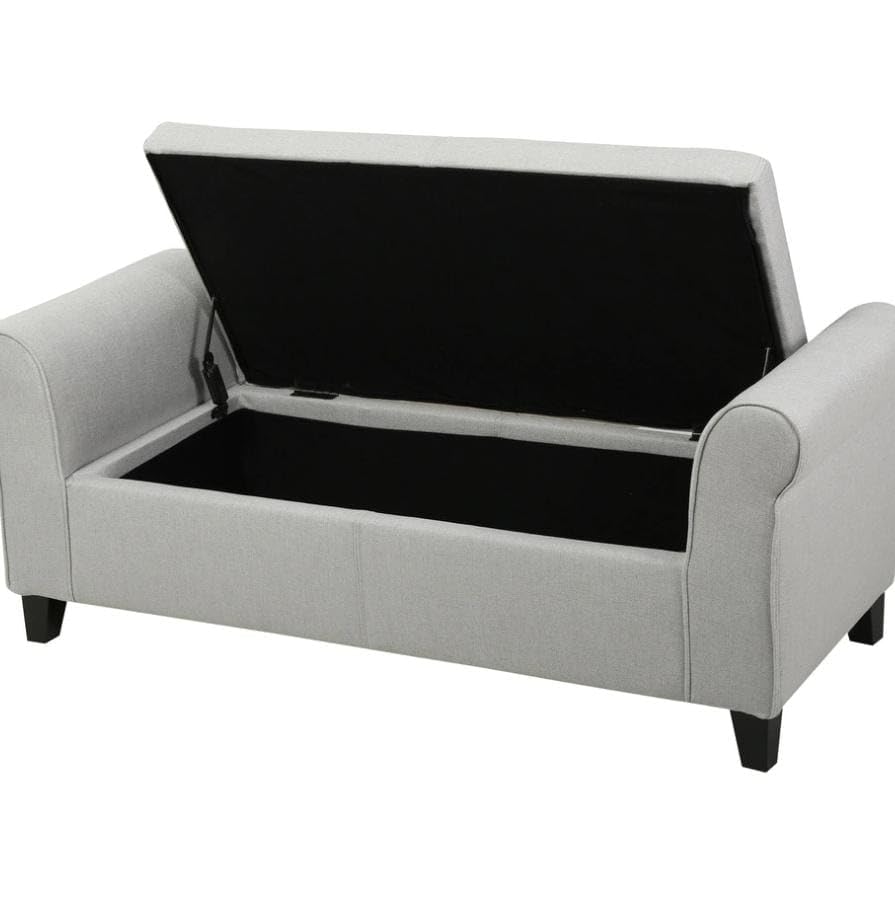 Image of Sofa Couch Poufffe Storage 50 inch Inches Ottoman Tufted roll arm Support Storage Bench Multipurpose Seater for Living Room Guest Room Office