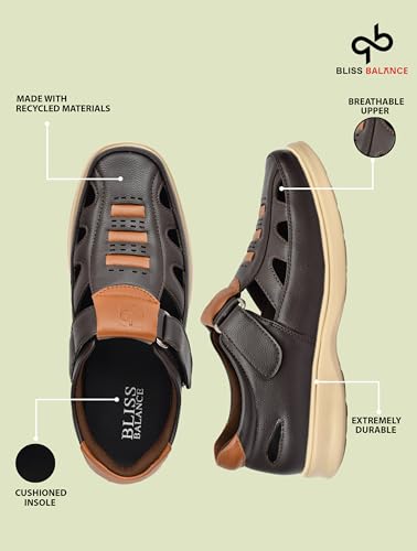 Image of Super Soft Ortho Friendly Adjustable Velcro strap Doctor Sandal & Cushioned Footbed Lightweight Anti-Slip Sole Casual Sandals in Dual Comfortable Stylish for Men BB1037