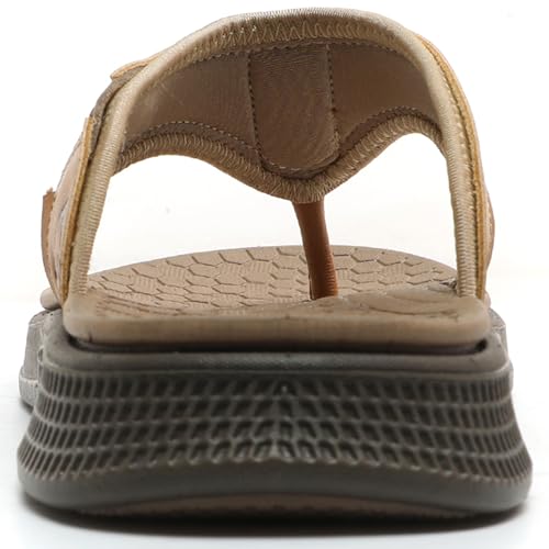 Quickshark Mens Flip Flops Leather Thong Sandals Arch Support Beach Slippers4