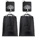 2 Packs Travel Laundry Bags, CLEADUS Foldable Dirty Clothes Bag 【Upgraded】 with Drawstring Mesh, Handles, and Carabiner, Portable, Suitable for Travel, Gym, Camping (Black)