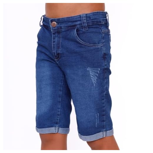 Bermuda jeans infantil juvenil com elastano para menino (BR, Numérico, 10, JEANS MÉDIO)