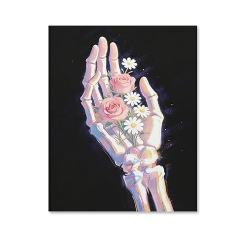 Hand-Held Bouquet Creative Art Painting Fine Brushstroke Canvas Frame Wall