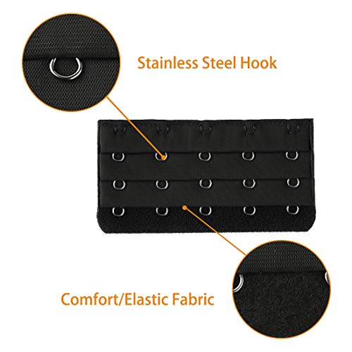 Uxcell Black 5 Rows Hook And Eye Tape Extension Bra Strap Extender 5 Pcs For Women #TOP3