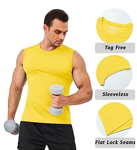 Tacvasen Upf 50 Tank Top Men Men Yellow Sleevelss Shirts Mens Tank Top Undershirt Men's Tank Tops Beach Sleeveless T Shirts For Men #TOP5