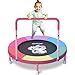 JOY SPOT! Kinder Trampolin Einhorn, Ø91 cm Fitness-Trampolin Indoor Outdoor mit Haltegriff, Minitrampolin bis 45 kg belastbar, Gartentrampolin Outdoor für Kinder 3-8 Jahren
