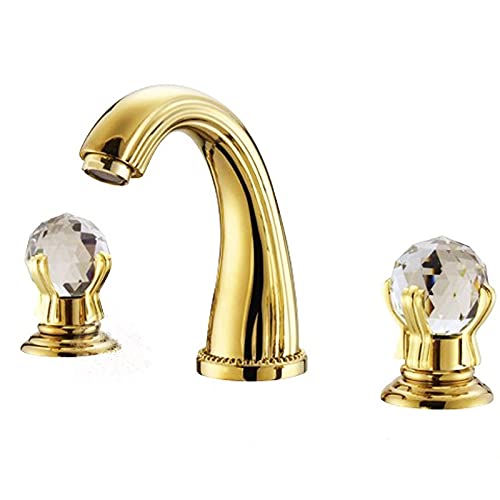 Robinet de lavabo luxe en laiton plaqué or avec poignée en cristal JCAKES