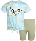 Poof Girl Shorts Set ? Girls' Short Sleeve Sparkle Sequin T-Shirt and Bike Shorts, Size Medium,...