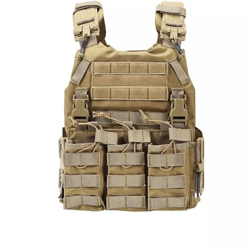 SINAIRSOFT Gilet tactique à libération rapide, gilet léger et réglable pour l'airsoft MOLLE pour l'entraînement aux activités de plein air, Marron, Taille unique