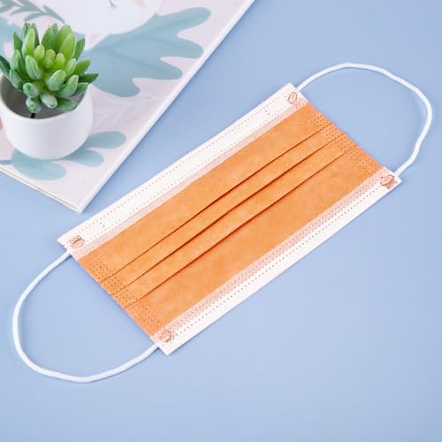 Image of Borje Disposable Face Mask 100 Pcs Face Masks 3 Ply Protection Masks (Tangerine)