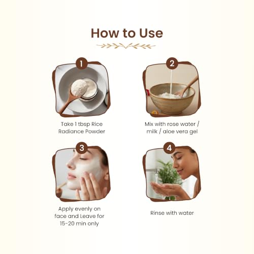 Image of Havintha Natural Rice Radiance Face Mask Powder 100g - For Glowing Skin, Tan Removal & Skin Brightening | Herbal Rice Flour Face Pack for Oil Control, Acne Care & Smooth Skin