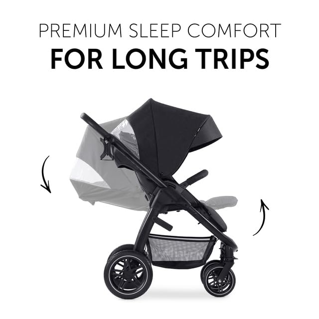 Image of Hauck Saturn R Duoset 2 in 1 Pram & Stroller - All-Terrain Pushchair with Carrycot, Reversible Seat, One-Hand Recline, UPF 50+ Canopy, Rubber Wheels, Adjustable Telescopic Handle, Foldable Design, Suitable from Birth to 4 Years (Up to 25 kg), Melange Black