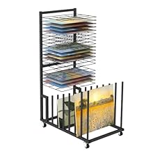 Dry Your Art Easily: Our metal stack rack for painting help you keep your paintings, drawings and other art projects neat and organised! To assemble the lesolar mobile art storage rack simply attach the top and bottom frames, install the casters, and...