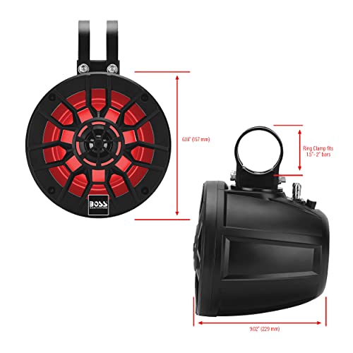 Image of BOSS Audio Systems B6RGB ATV UTV Marine Roll Cage Waketower Speaker Pods - IPX6 Rated Weatherproof, Amplified, 6.5 Inch, Full Range, 2 Way, Bluetooth, RGB LED Illumination, Aux in, Sold in Pairs